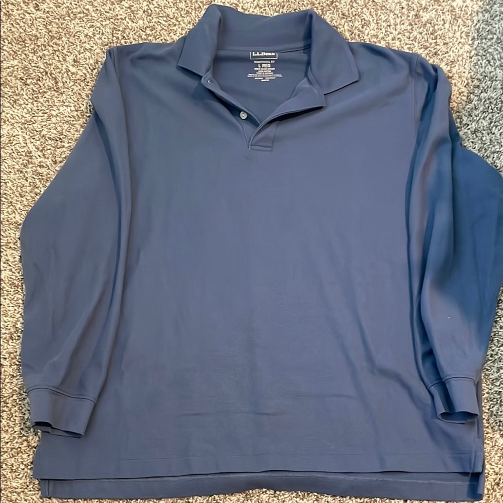 L.L. Bean Navy Blue Long Sleeve Polo Shirt